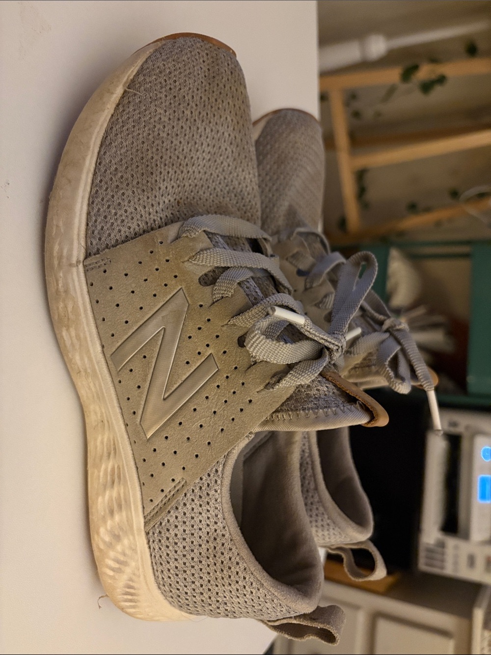 New Balance Kids' Light Gray and Tan Sneakers - Picture 2 of 5
